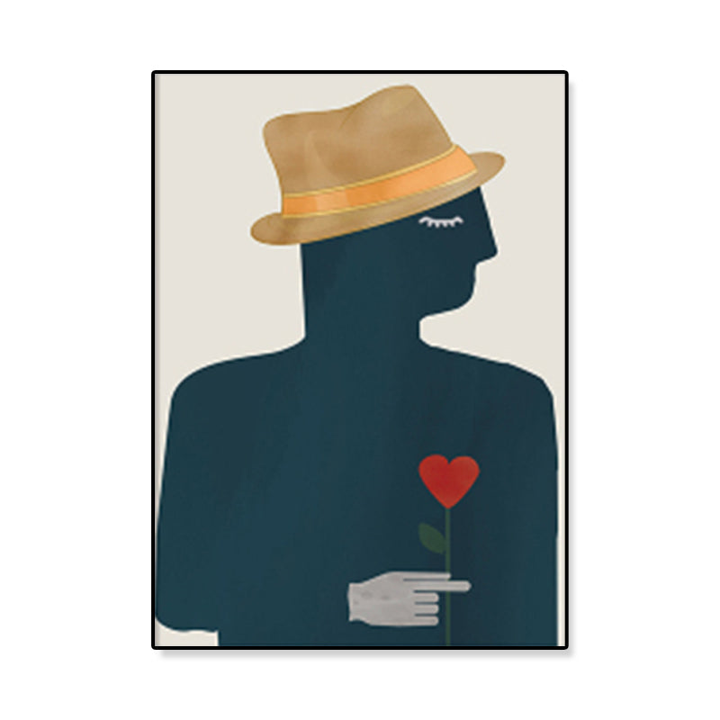 Brehn | Illustration Figur Porträt Leinwanddruck Dunkle Farbe Kubismus Wandkunst für Hausinterieur