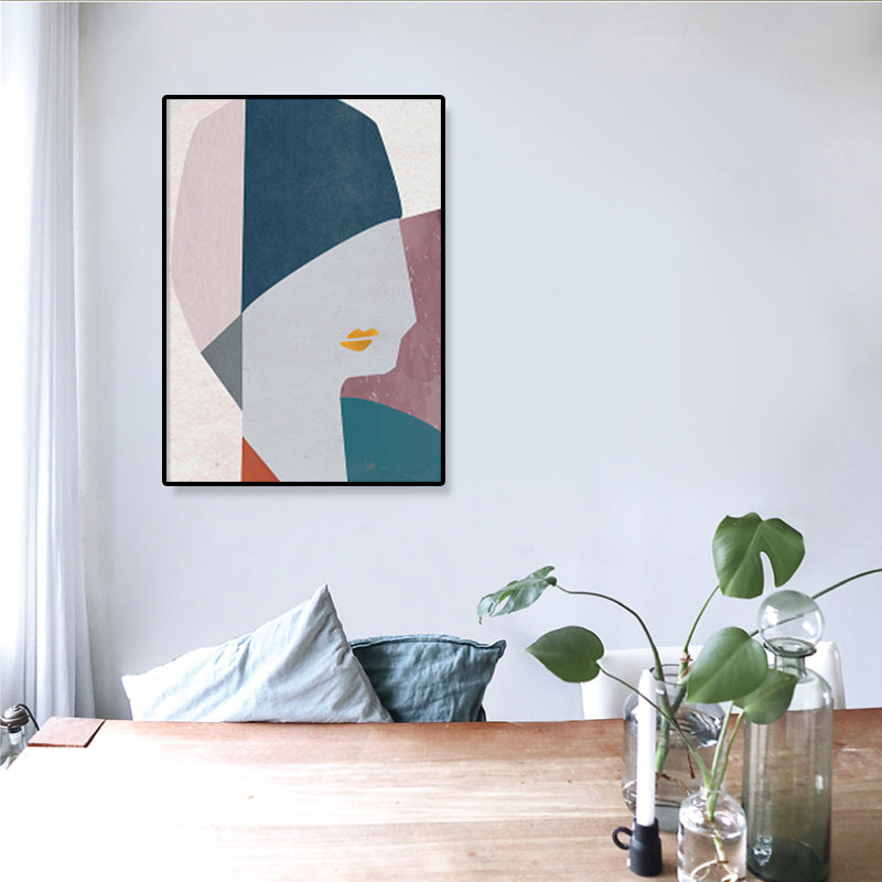 Brehn | Illustration Figur Porträt Leinwanddruck Dunkle Farbe Kubismus Wandkunst für Hausinterieur