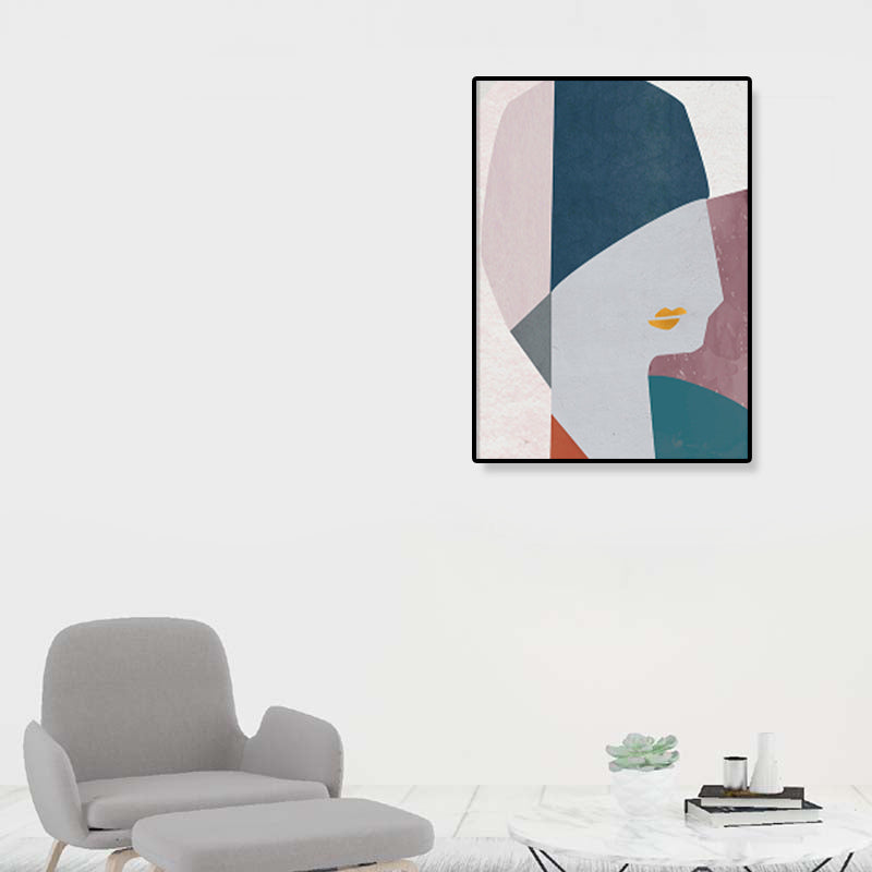 Brehn | Illustration Figur Porträt Leinwanddruck Dunkle Farbe Kubismus Wandkunst für Hausinterieur