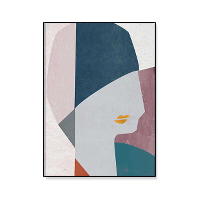 Brehn | Illustration Figur Porträt Leinwanddruck Dunkle Farbe Kubismus Wandkunst für Hausinterieur