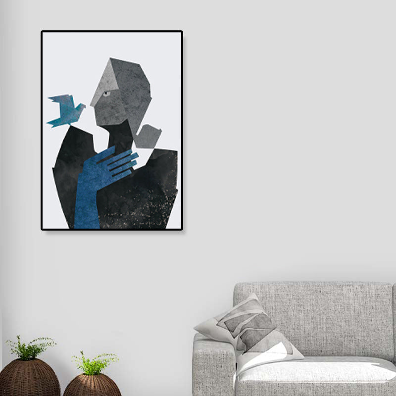 Brehn | Illustration Figur Porträt Leinwanddruck Dunkle Farbe Kubismus Wandkunst für Hausinterieur