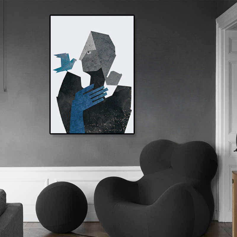 Brehn | Illustration Figur Porträt Leinwanddruck Dunkle Farbe Kubismus Wandkunst für Hausinterieur