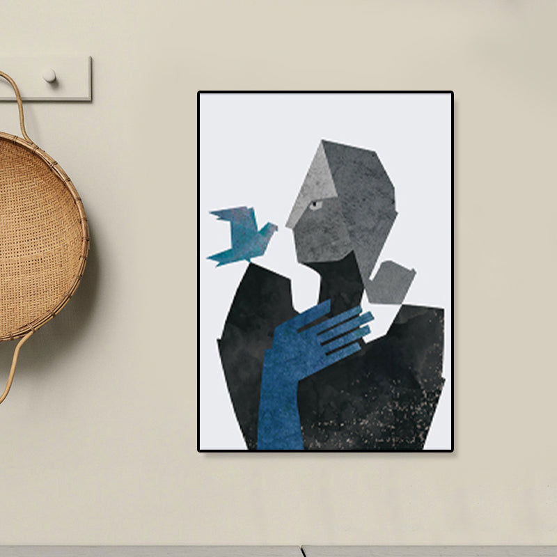 Brehn | Illustration Figur Porträt Leinwanddruck Dunkle Farbe Kubismus Wandkunst für Hausinterieur
