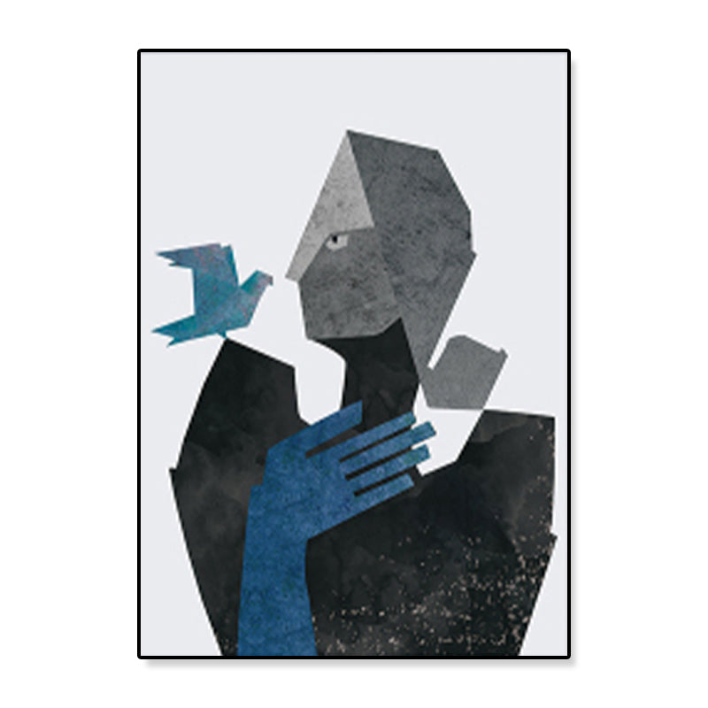 Brehn | Illustration Figur Porträt Leinwanddruck Dunkle Farbe Kubismus Wandkunst für Hausinterieur