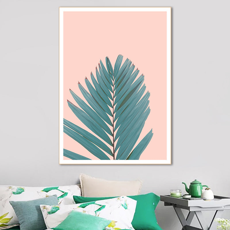 Brehn | Nordic Fan Leaf Pflanze Art Print Grün und Pink Texturierten Wand Dekor für Wohnzimmer