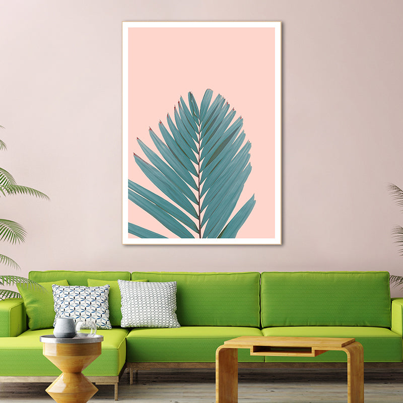 Brehn | Nordic Fan Leaf Pflanze Art Print Grün und Pink Texturierten Wand Dekor für Wohnzimmer