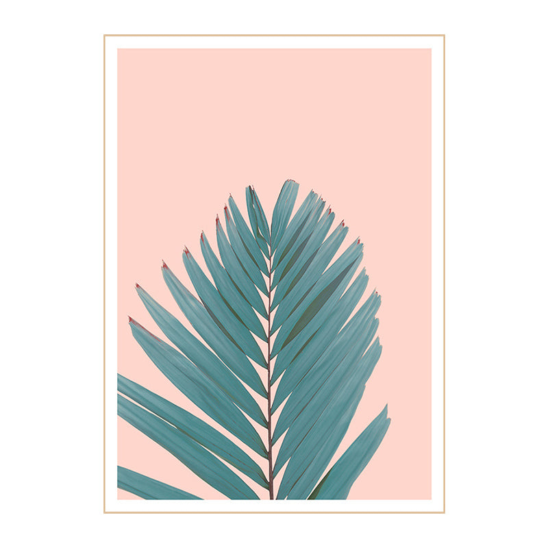 Brehn | Nordic Fan Leaf Pflanze Art Print Grün und Pink Texturierten Wand Dekor für Wohnzimmer