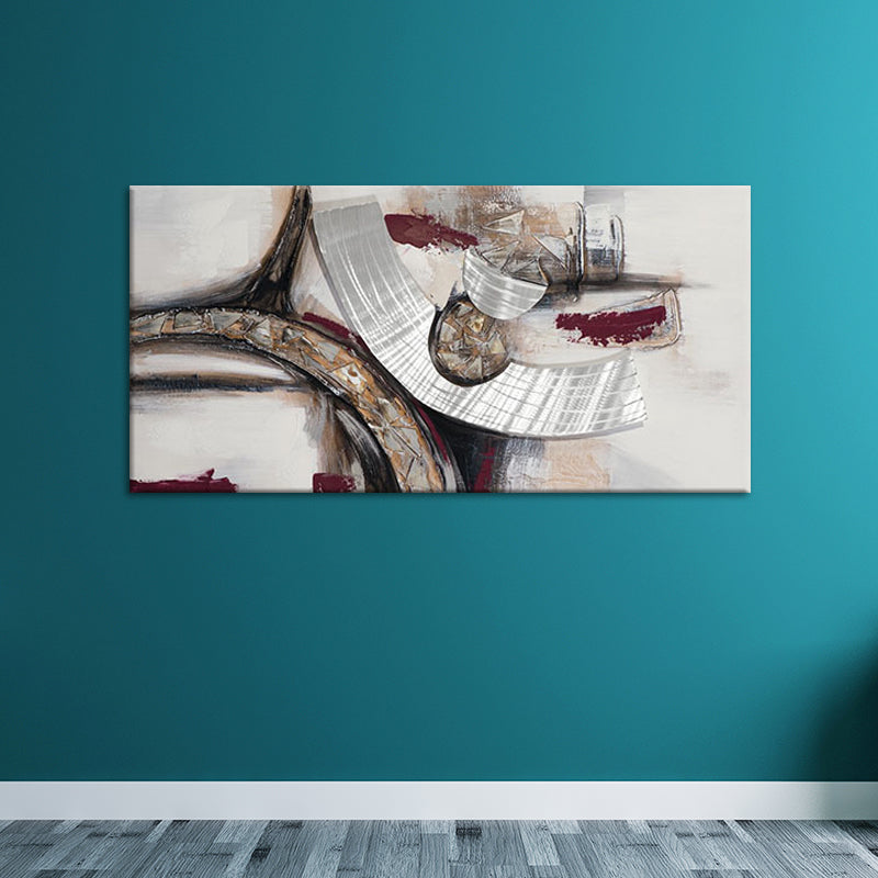 Brehn | Handdruck abstrakte Leinwand Wandkunst zeitgenössisches strukturiertes Gemälde in Braun für Zuhause
