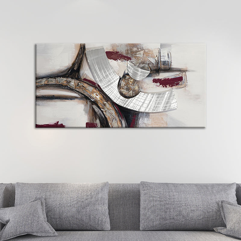 Brehn | Handdruck abstrakte Leinwand Wandkunst zeitgenössisches strukturiertes Gemälde in Braun für Zuhause