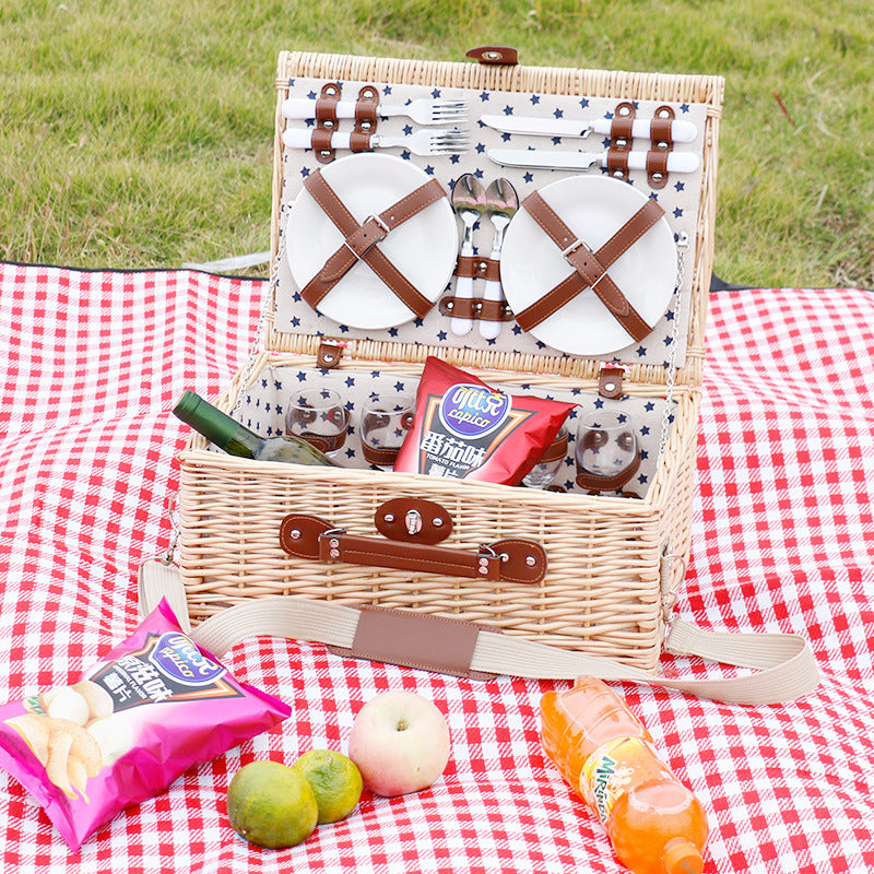 Damen vielseitiger Picknickkorb mit integriertem Geschirrset und isolierter Kühltasche Brehn
