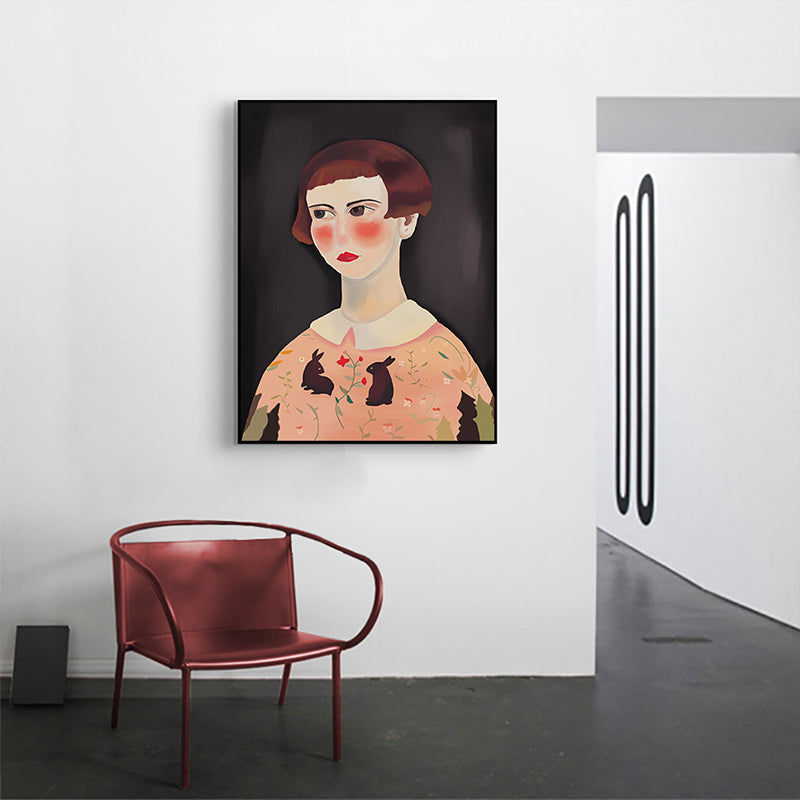 Brehn | Mädchen mit rosigen Wangen Kunstdruck Brauner moderner Stil Wanddekoration für das Schlafzimmer, mehrere Größen