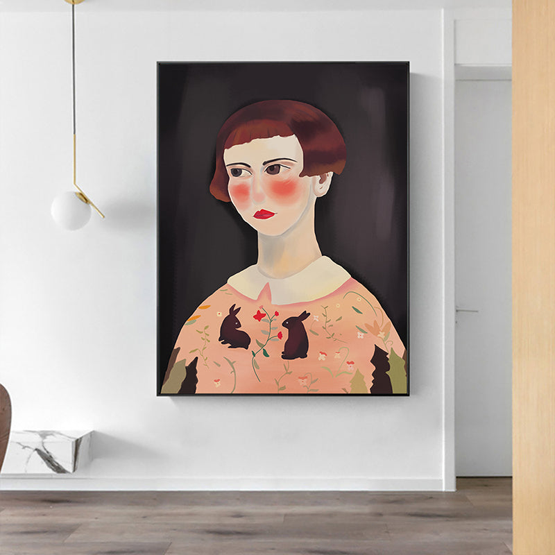 Brehn | Mädchen mit rosigen Wangen Kunstdruck Brauner moderner Stil Wanddekoration für das Schlafzimmer, mehrere Größen