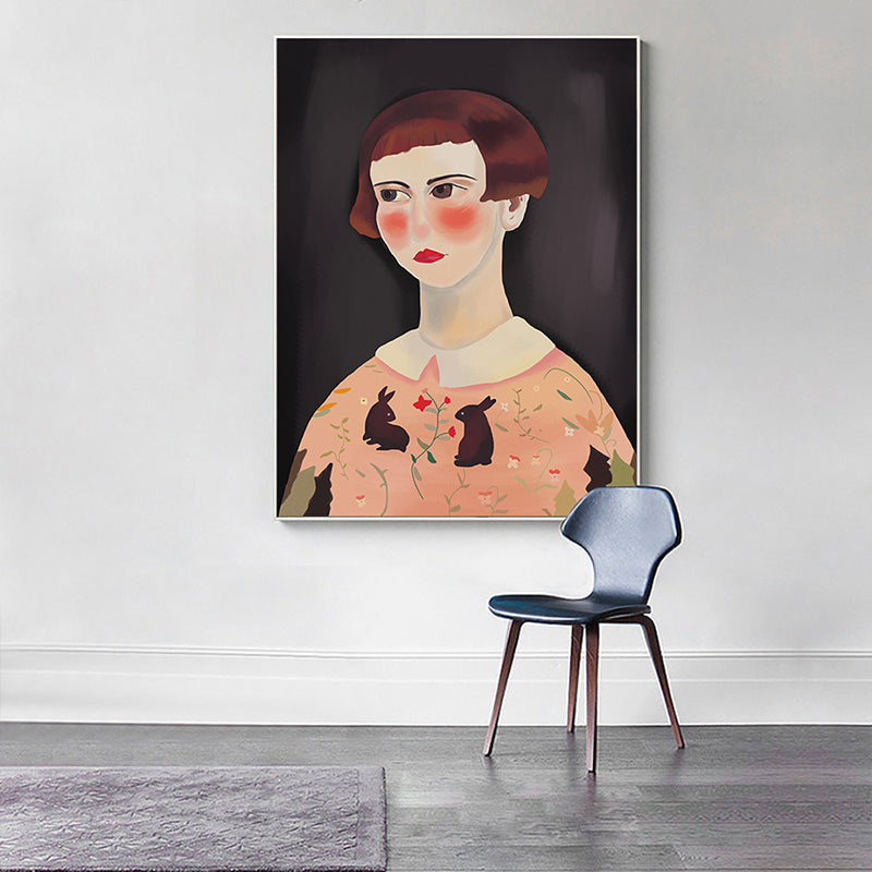 Brehn | Mädchen mit rosigen Wangen Kunstdruck Brauner moderner Stil Wanddekoration für das Schlafzimmer, mehrere Größen