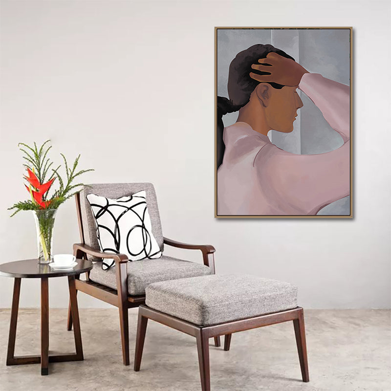 Brehn | Illustrierter Figuren-Leinwanddruck Pop Art Texturiertes Wohnzimmer Wanddekor in sanften Farben
