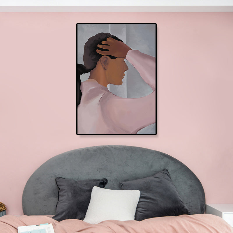 Brehn | Illustrierter Figuren-Leinwanddruck Pop Art Texturiertes Wohnzimmer Wanddekor in sanften Farben
