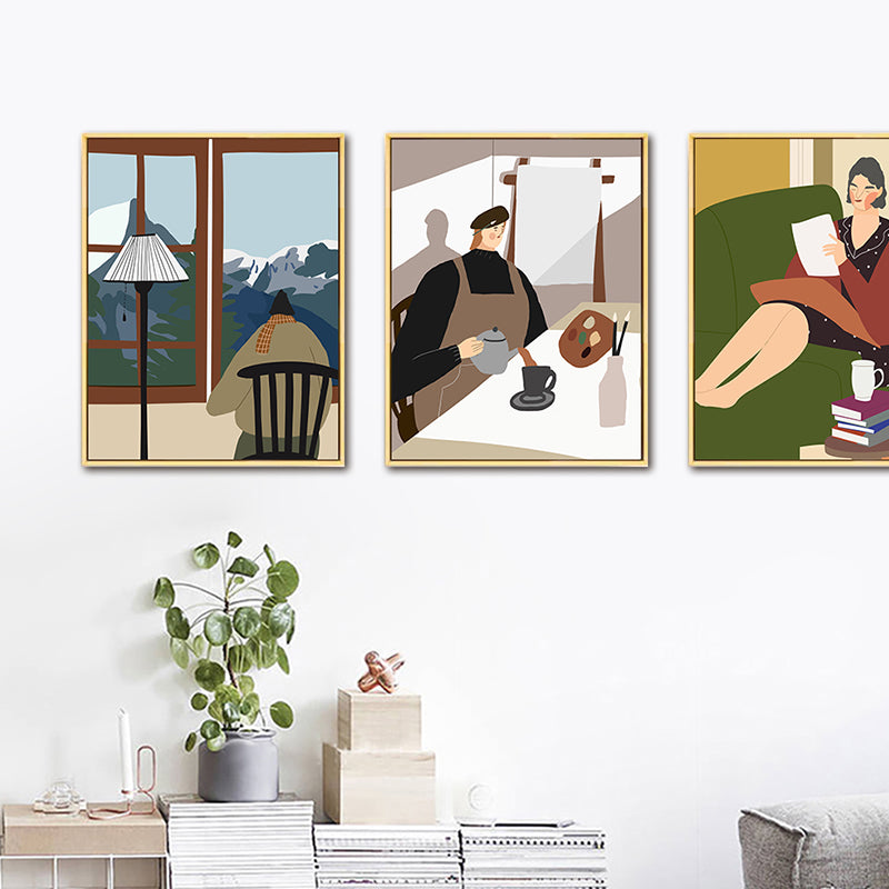 Brehn | Zeichnung Mädchen Tag Wandkunst Funky Trendige Figur Wanddeko in Pastellfarbe für das Wohnzimmer