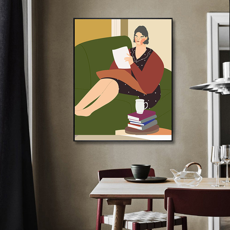 Brehn | Zeichnung Mädchen Tag Wandkunst Funky Trendige Figur Wanddeko in Pastellfarbe für das Wohnzimmer
