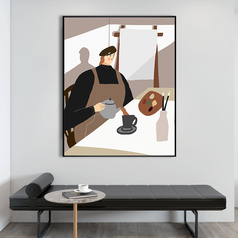 Brehn | Zeichnung Mädchen Tag Wandkunst Funky Trendige Figur Wanddeko in Pastellfarbe für das Wohnzimmer