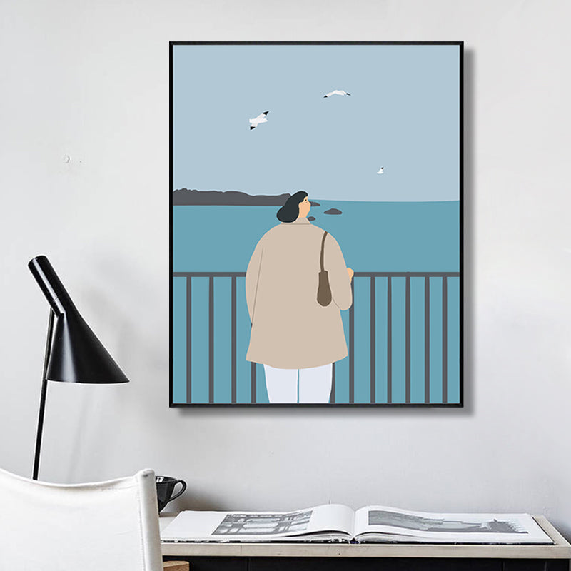 Brehn | Zeichnung Mädchen Tag Wandkunst Funky Trendige Figur Wanddeko in Pastellfarbe für das Wohnzimmer