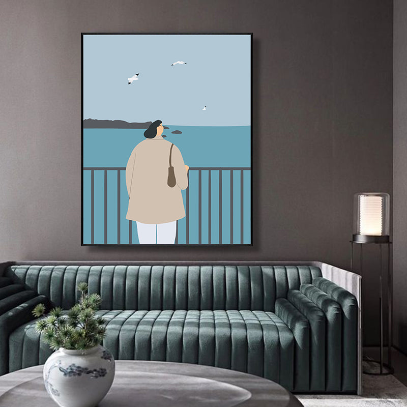 Brehn | Zeichnung Mädchen Tag Wandkunst Funky Trendige Figur Wanddeko in Pastellfarbe für das Wohnzimmer