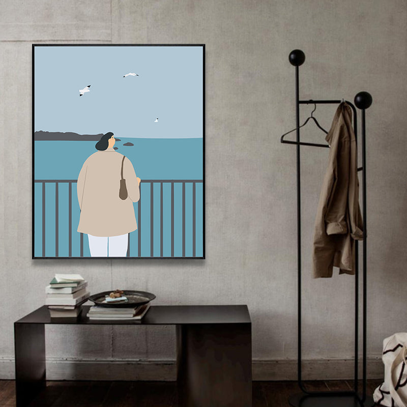 Brehn | Zeichnung Mädchen Tag Wandkunst Funky Trendige Figur Wanddeko in Pastellfarbe für das Wohnzimmer