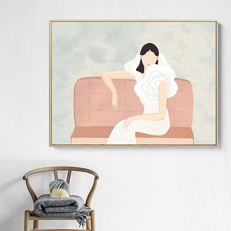Brehn | Funky Woman in White Canvas Wandkunst Pastell Mädchen Schlafzimmer Wanddekor, Größen Optional