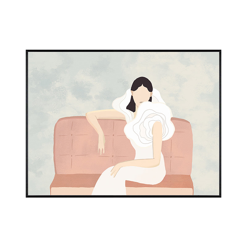 Brehn | Funky Woman in White Canvas Wandkunst Pastell Mädchen Schlafzimmer Wanddekor, Größen Optional