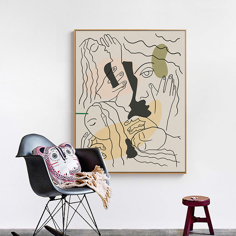 Brehn | Nostalgic Line Sketch Faces Leinwandkunst für das Wohnzimmer, Schwarz und Weiß, Mehrere Größen