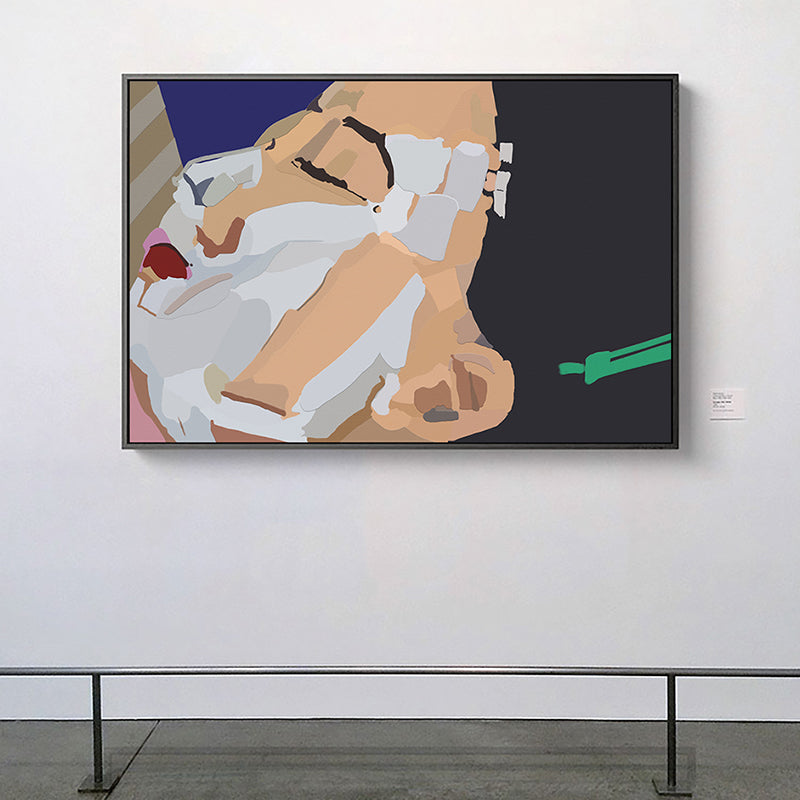 Brehn | Illustration Rote Lippen Leinwanddruck Texturiert Funky Jungenzimmer Wandkunst Dekor in Weiß