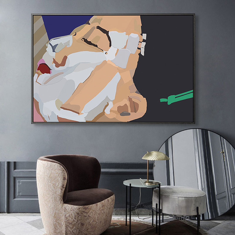 Brehn | Illustration Rote Lippen Leinwanddruck Texturiert Funky Jungenzimmer Wandkunst Dekor in Weiß