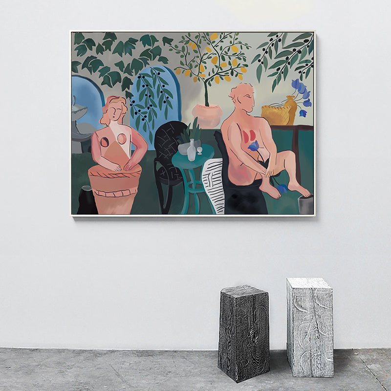 Brehn | Nude Paare Wandkunst Funky Kreative Figurenzeichnung Leinwanddruck in Braun für Zuhause