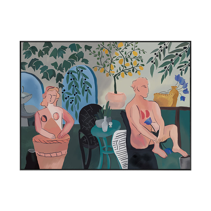 Brehn | Nude Paare Wandkunst Funky Kreative Figurenzeichnung Leinwanddruck in Braun für Zuhause