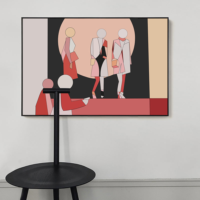 Brehn | Geometrische menschliche Figurenzeichnung Leinwand Pop Art Texturierte Wanddekoration in Rot für das Wohnzimmer