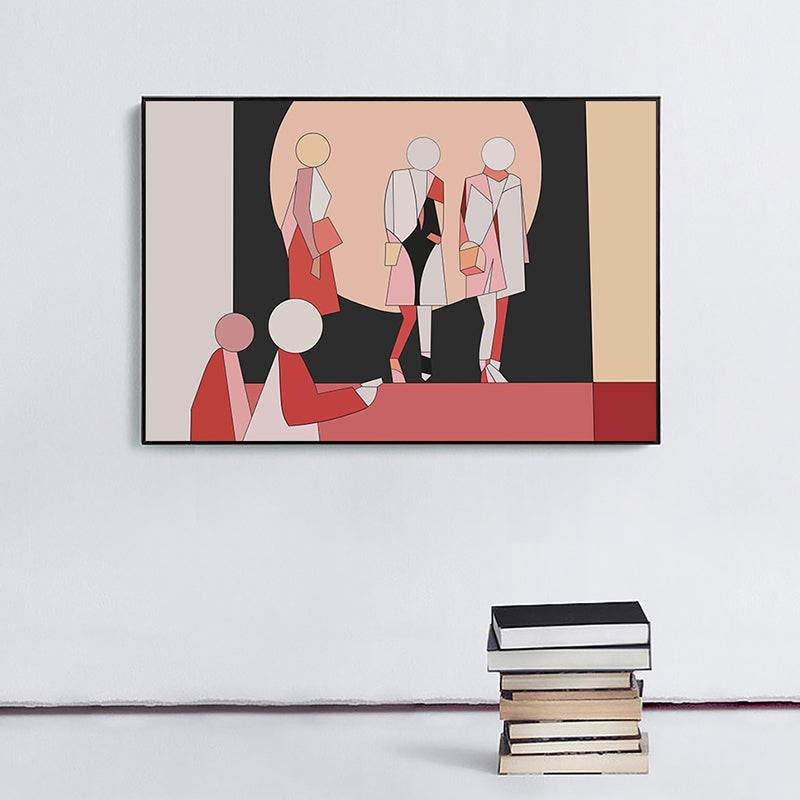 Brehn | Geometrische menschliche Figurenzeichnung Leinwand Pop Art Texturierte Wanddekoration in Rot für das Wohnzimmer