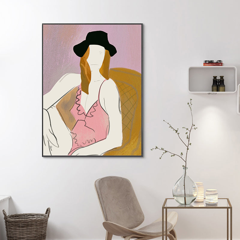 Brehn | Mädchen im Bodysuit Kunstdruck Pink Funky Wanddeko für das Schlafzimmer, Mehrere Größen verfügbar