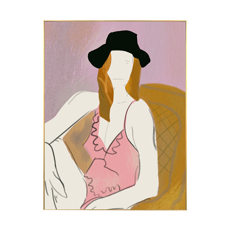 Brehn | Mädchen im Bodysuit Kunstdruck Pink Funky Wanddeko für das Schlafzimmer, Mehrere Größen verfügbar