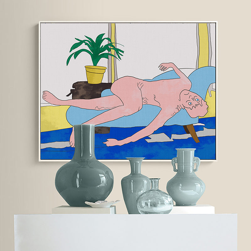 Brehn | Nude Couch Potato Wandkunst Strukturierte Funky Jungenzimmer Leinwanddruck, Vielzahl von Größenoptionen