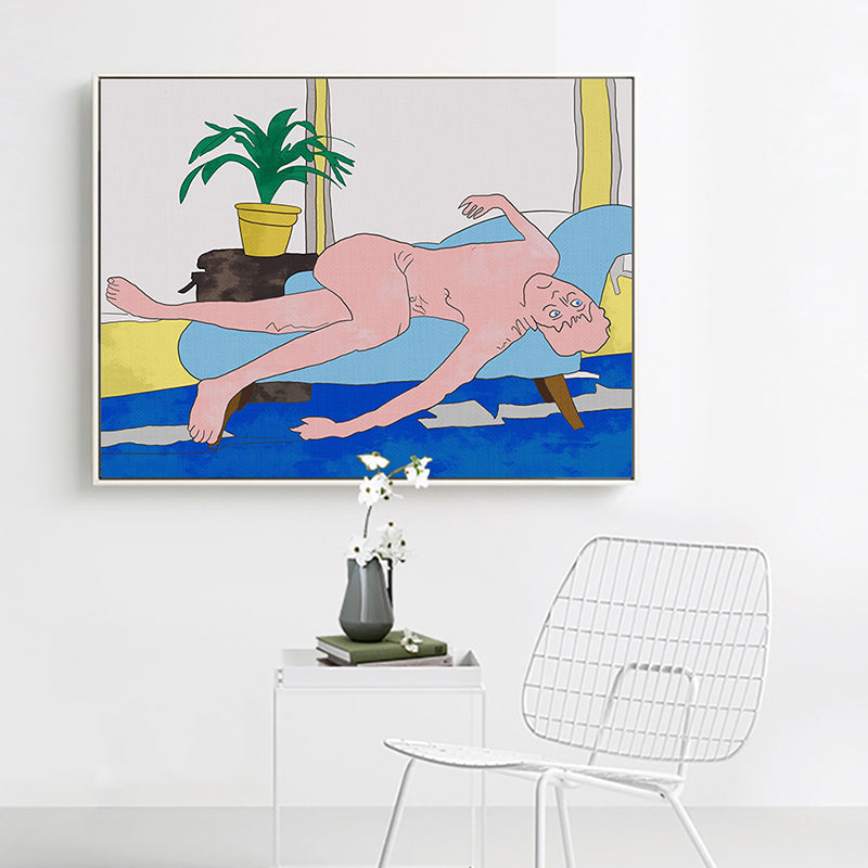 Brehn | Nude Couch Potato Wandkunst Strukturierte Funky Jungenzimmer Leinwanddruck, Vielzahl von Größenoptionen