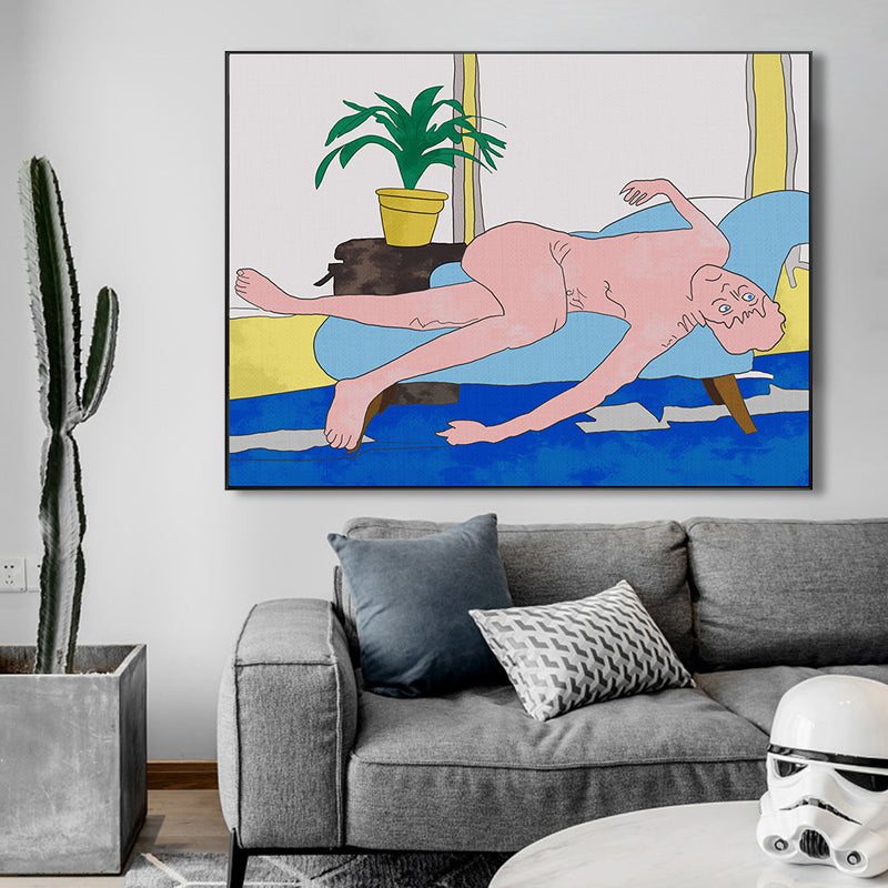 Brehn | Nude Couch Potato Wandkunst Strukturierte Funky Jungenzimmer Leinwanddruck, Vielzahl von Größenoptionen