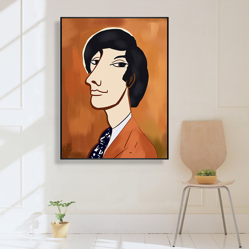 Brehn | Texturiertes pastellfarbenes Leinwand Funky Figur Zeichnung Wandkunst Dekor für das Wohnzimmer
