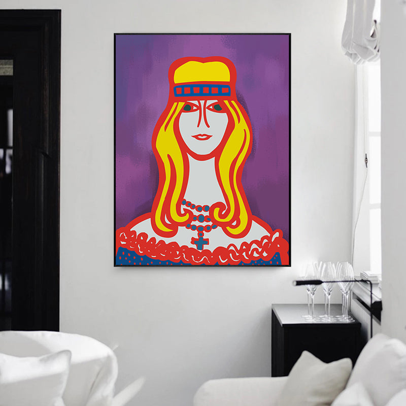 Brehn | Texturiertes pastellfarbenes Leinwand Funky Figur Zeichnung Wandkunst Dekor für das Wohnzimmer