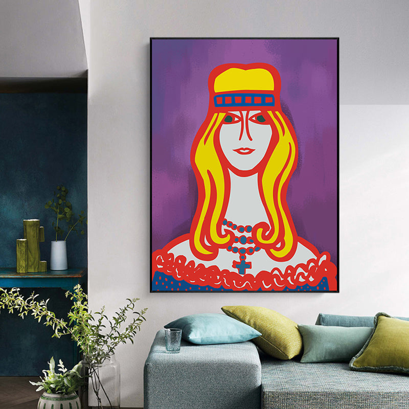 Brehn | Texturiertes pastellfarbenes Leinwand Funky Figur Zeichnung Wandkunst Dekor für das Wohnzimmer