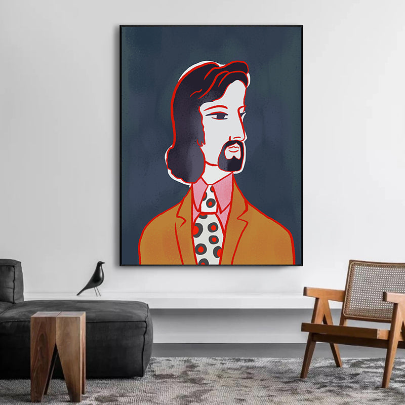 Brehn | Texturiertes pastellfarbenes Leinwand Funky Figur Zeichnung Wandkunst Dekor für das Wohnzimmer