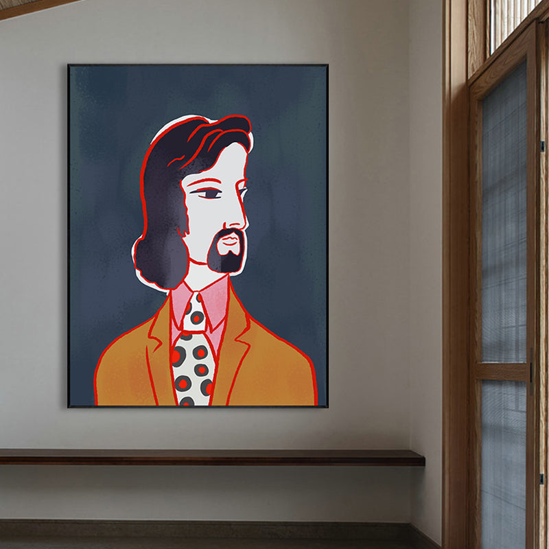 Brehn | Texturiertes pastellfarbenes Leinwand Funky Figur Zeichnung Wandkunst Dekor für das Wohnzimmer