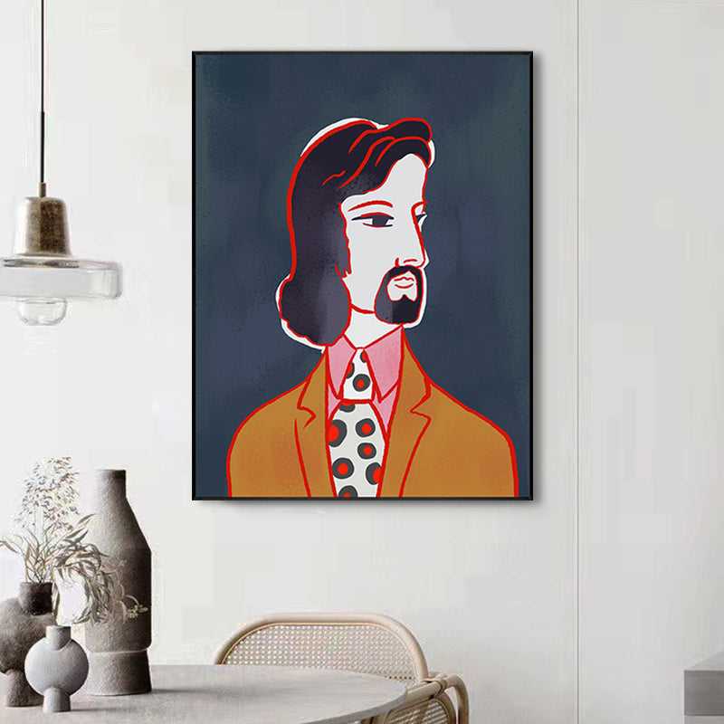 Brehn | Texturiertes pastellfarbenes Leinwand Funky Figur Zeichnung Wandkunst Dekor für das Wohnzimmer