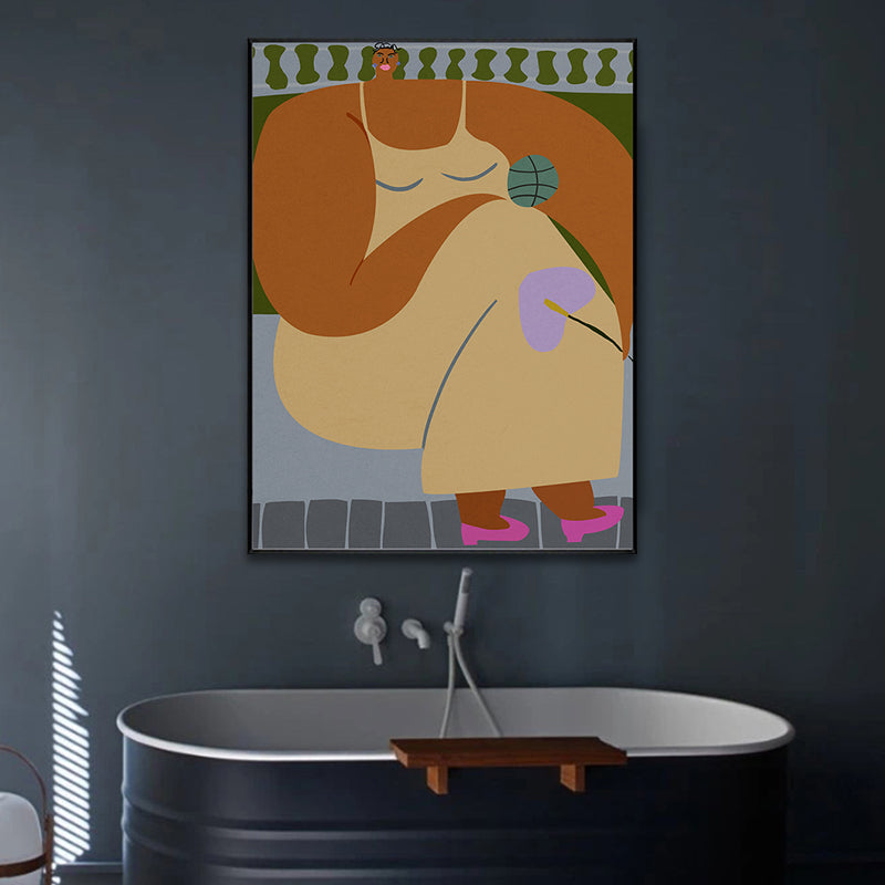 Brehn | Moderne Figurenzeichnung Wandkunst Leinwand Texturiert weiche Farb Wanddekoration für das Wohnzimmer
