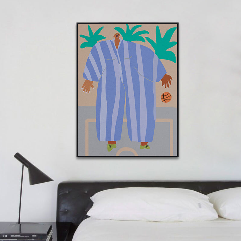 Brehn | Moderne Figurenzeichnung Wandkunst Leinwand Texturiert weiche Farb Wanddekoration für das Wohnzimmer