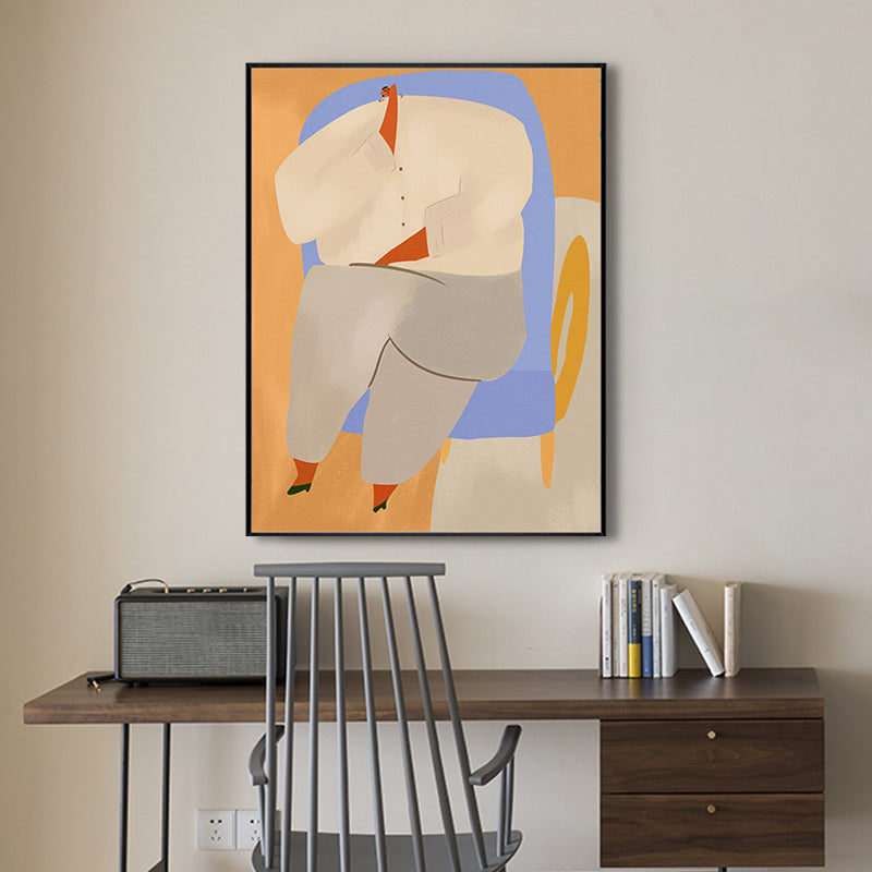Brehn | Moderne Figurenzeichnung Wandkunst Leinwand Texturiert weiche Farb Wanddekoration für das Wohnzimmer