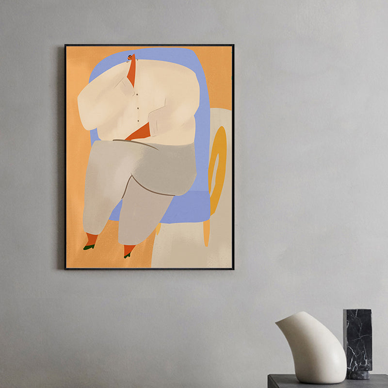 Brehn | Moderne Figurenzeichnung Wandkunst Leinwand Texturiert weiche Farb Wanddekoration für das Wohnzimmer