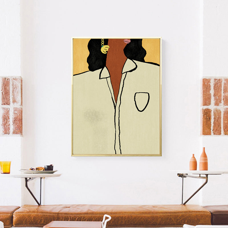 Brehn | Frau mit Ohrringen Wandkunst Texturiert Funky Wohnzimmer Leinwanddruck zur Dekoration